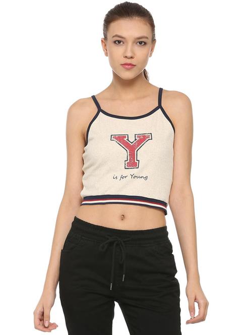 contrast detail graphic print crop top - 15624230 - Very Small Image - 1