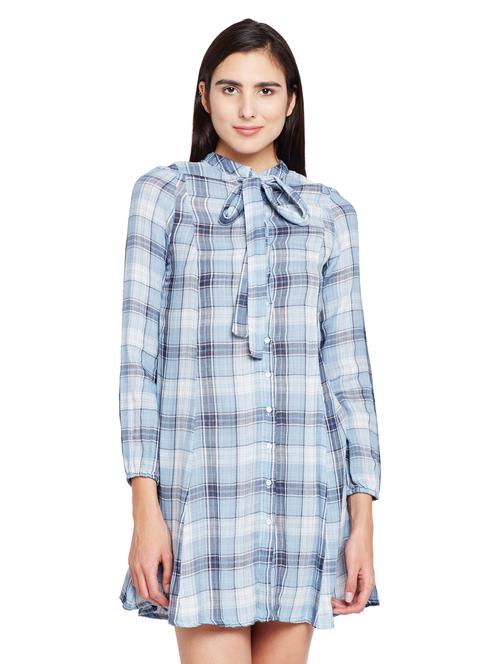 tie knot detail checkered dress - 15624373 - Very Small Image - 1