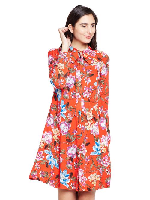 tie knot detail floral dress - 15624374 - Very Small Image - 1