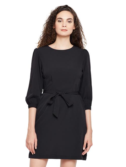 self tie waist pocket detail a-line dress - 15624381 - Very Small Image - 1