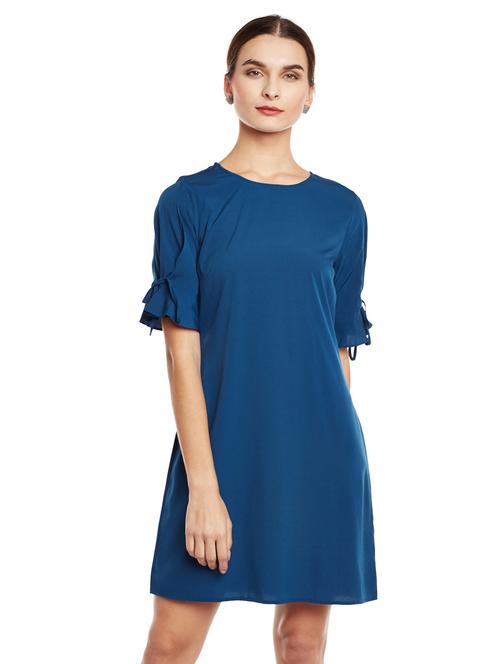 tie knot detail sleeved a-line dress - 15624389 - Very Small Image - 1