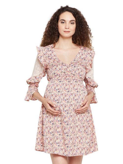 ruffled detail bell sleeved maternity dress - 15624398 - Very Small Image - 1