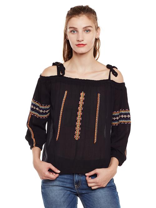 tie up strap embroidered detail top - 15624473 - Very Small Image - 1