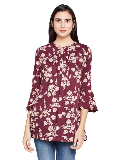 pintuck detail floral tunic - 15624480 - Very Small Image - 1