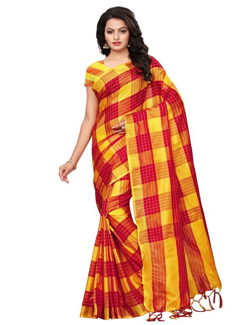 checkered woven saree - 15624508 - Very Small Image - 1