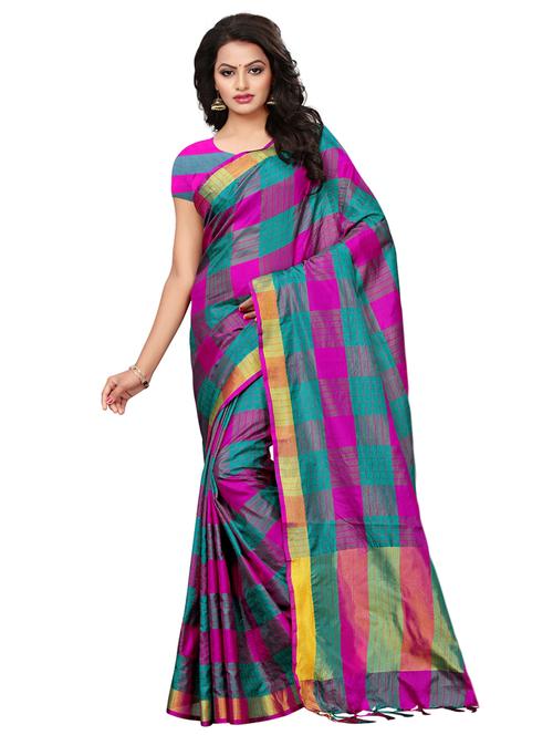 checkered woven saree - 15624509 - Very Small Image - 1