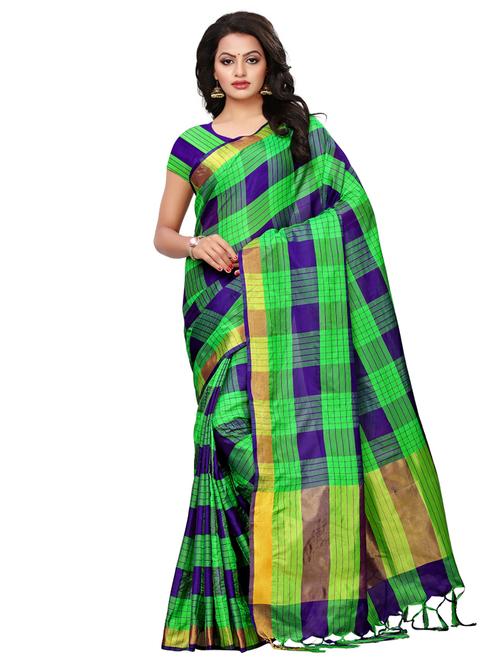 checkered woven saree - 15624510 - Very Small Image - 1