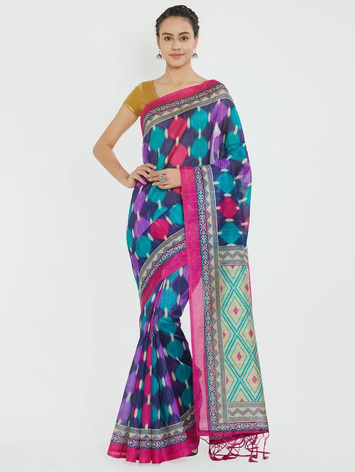 geometrical bhagalpuri saree with blouse - 15624582 - Very Small Image - 1