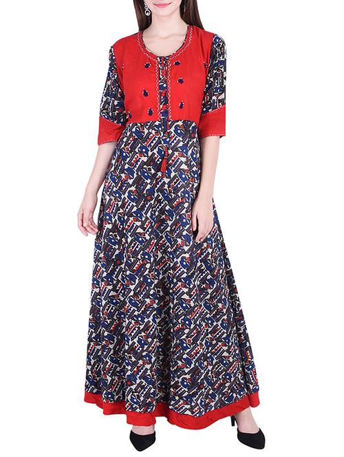 a-line printed kurta - 15624795 - Very Small Image - 1