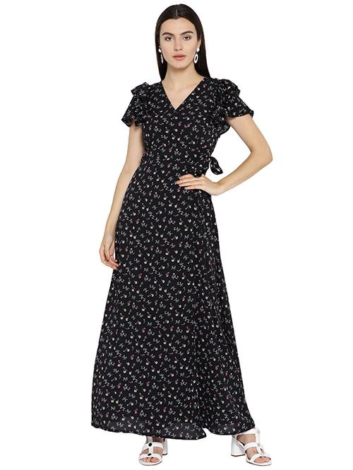 frill detail floral tie back dress - 15624951 - Very Small Image - 1