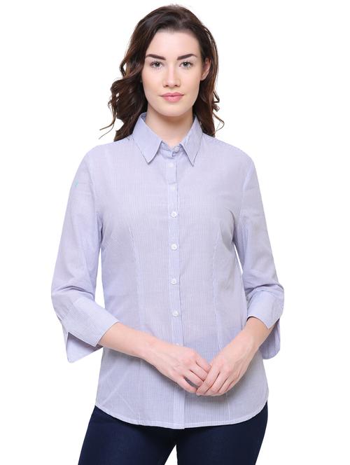 slit sleeved striped shirt - 15625073 - Very Small Image - 1