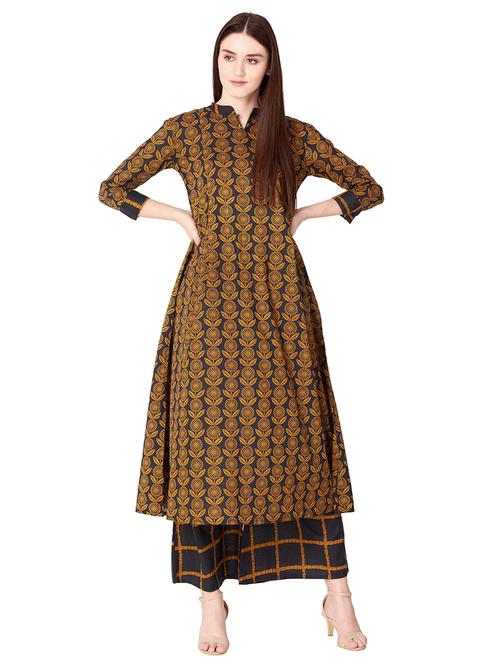 printed kurta with palazzo set - 15625295 - Very Small Image - 1