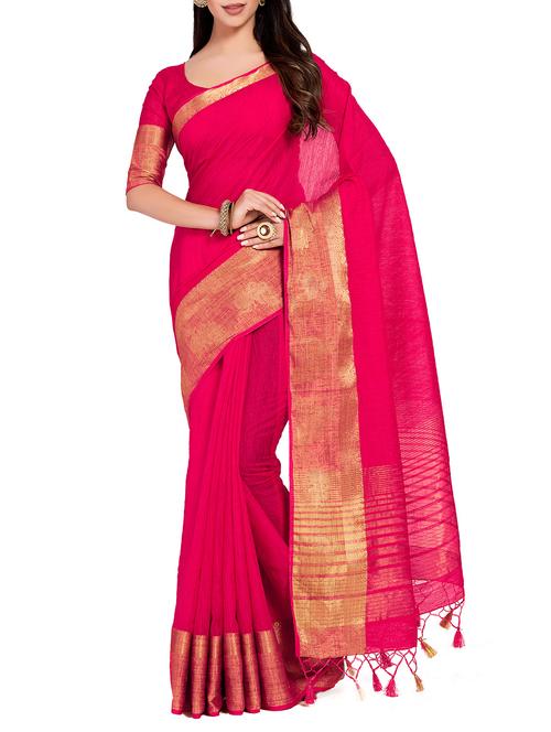 conversational border linen woven saree with blouse - 15625385 - Very Small Image - 1