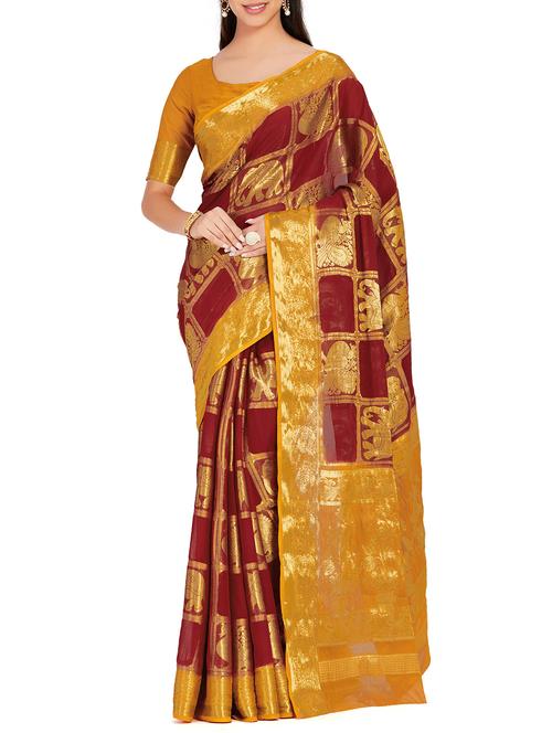 conversational zari motif kanjivaram saree with blouse - 15625423 - Very Small Image - 1