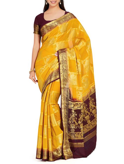 conversational zari motif kanjivaram saree with blouse - 15625424 - Very Small Image - 1