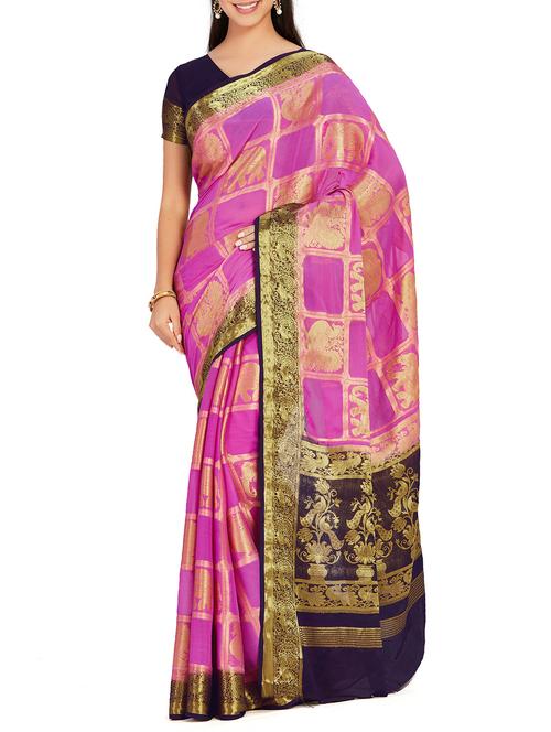 conversational zari motif kanjivaram saree with blouse - 15625426 - Very Small Image - 1