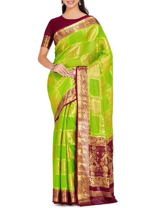 conversational zari motif kanjivaram saree with blouse - 15625427 - Very Small Image - 1