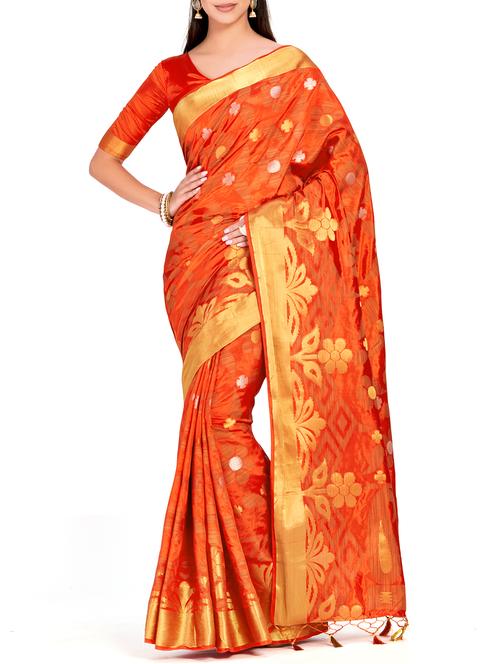 floral zari motif uppada saree with blouse - 15625433 - Very Small Image - 1