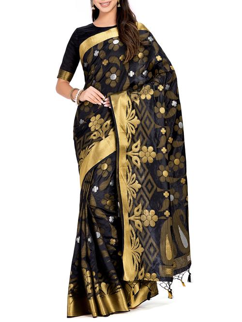 floral zari motif uppada saree with blouse - 15625437 - Very Small Image - 1