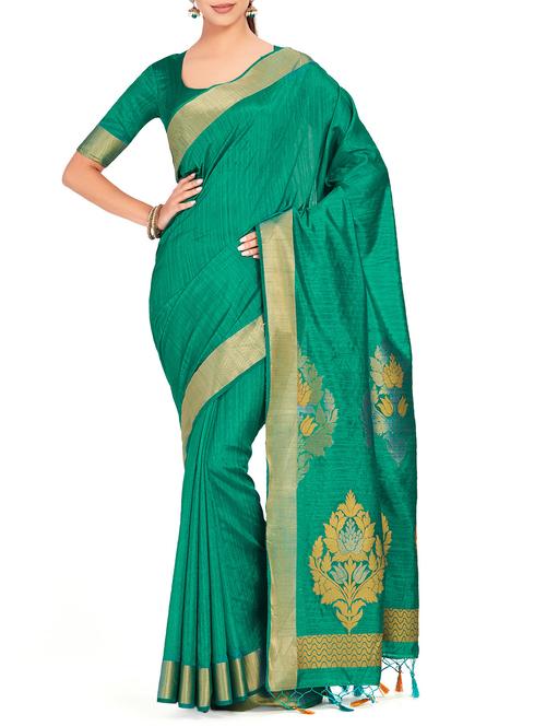 zari border woven saree with blouse - 15625462 - Very Small Image - 1