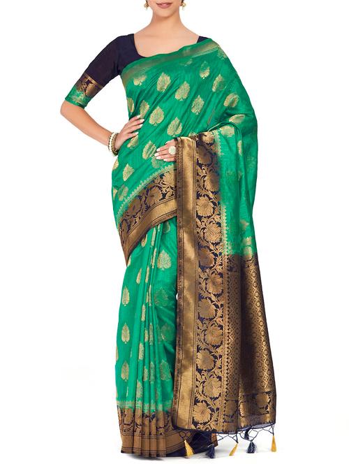 zari motif kanjivaram saree with blouse - 15625486 - Very Small Image - 1