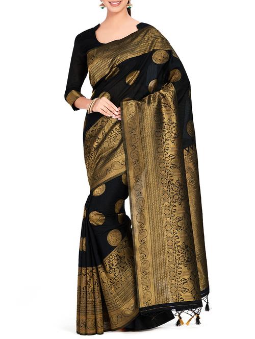 conversational zari motif kanjivaram saree with blouse - 15625503 - Very Small Image - 1