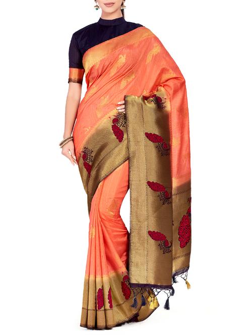 conversational zari motif kanjivaram saree with blouse - 15625521 - Very Small Image - 1