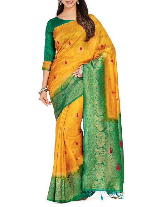women's self design mustard colored saree - 15625522 - Very Small Image - 1