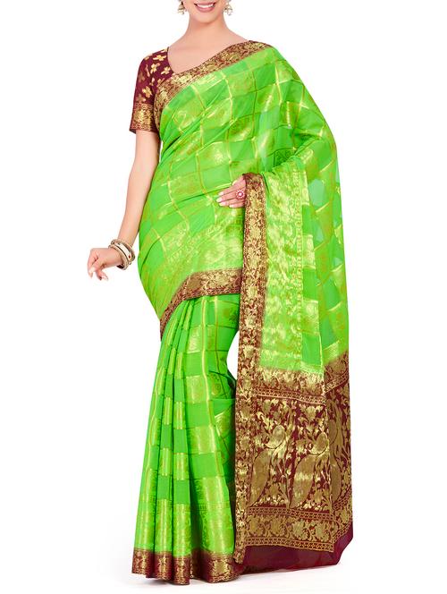 conversational zari motif kanjivaram saree with blouse - 15625540 - Very Small Image - 1