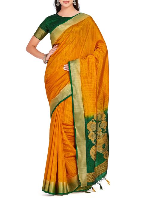 floral zari pallu woven saree with blouse - 15625547 - Very Small Image - 1
