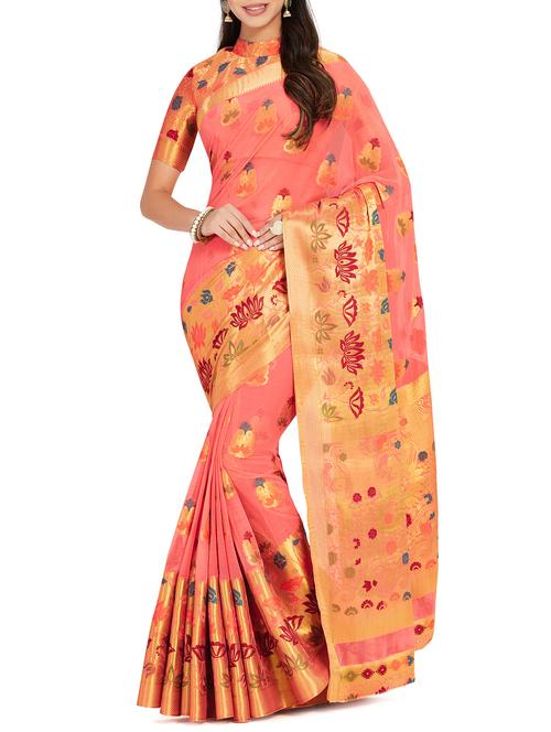 floral zari motif kanjivaram saree - 15625583 - Very Small Image - 1