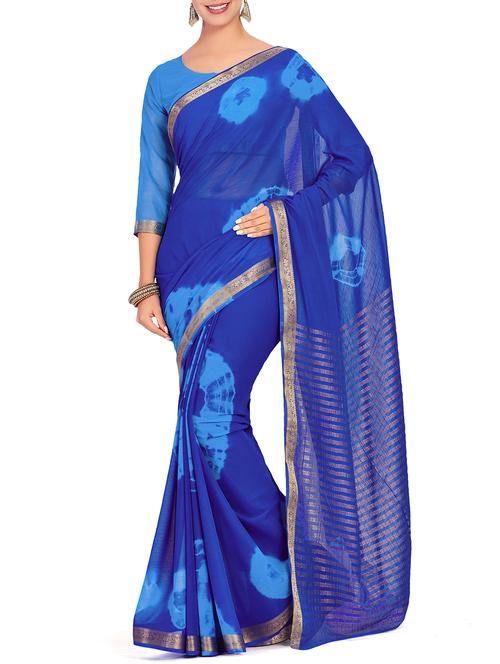 striped pallu tie & dye saree - 15625591 - Very Small Image - 1