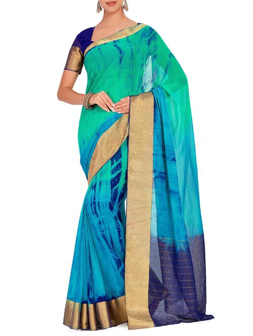 zari border shibori saree - 15625607 - Very Small Image - 1