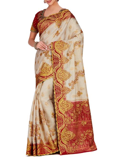 paisley embroidered kanjivaram saree - 15625615 - Very Small Image - 1