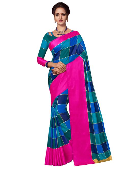 checkered woven saree - 15626843 - Very Small Image - 1