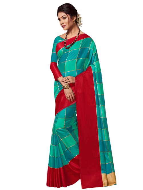 checkered woven saree - 15626846 - Very Small Image - 1