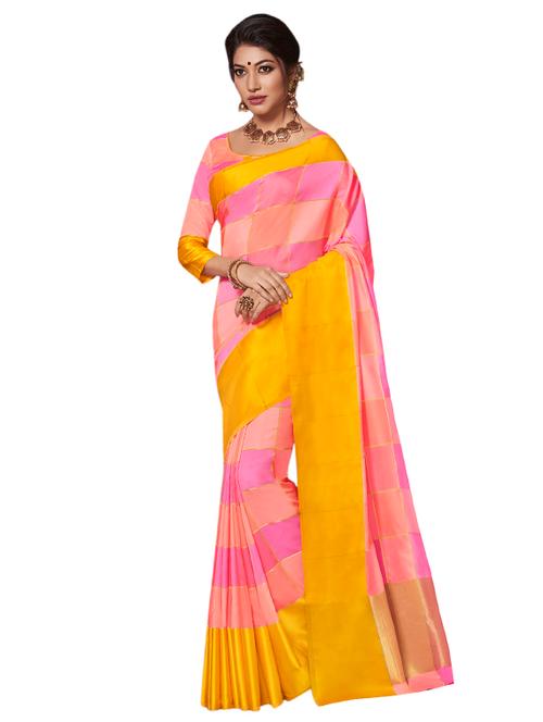 checkered woven saree - 15626851 - Very Small Image - 1