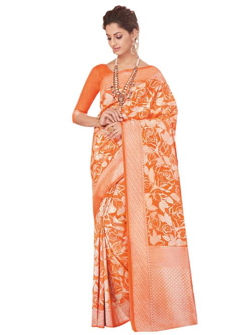 floral zari banarasi saree - 15626858 - Very Small Image - 1