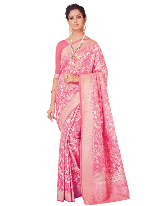 floral zari banarasi saree - 15626860 - Very Small Image - 1