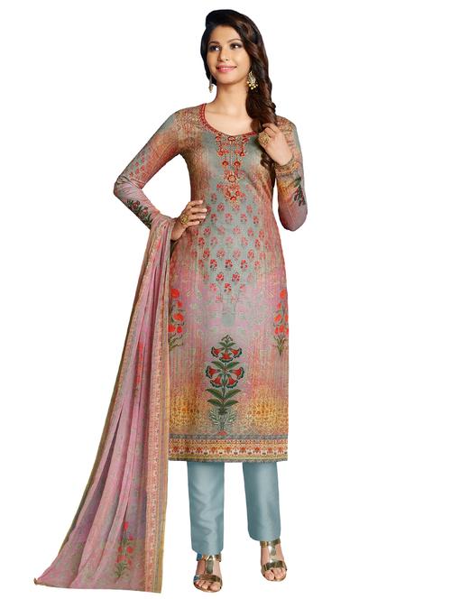 floral embroidered unstitched pant suit - 15627098 - Very Small Image - 1