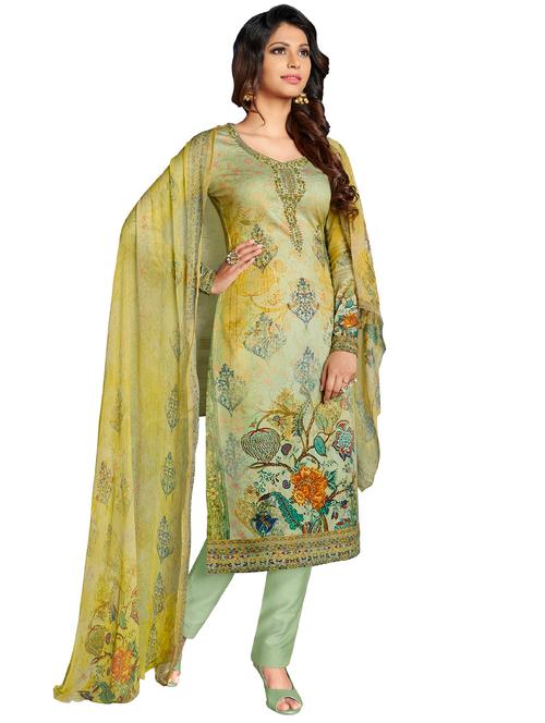 embroidered unstitched pant suit - 15627102 - Very Small Image - 1