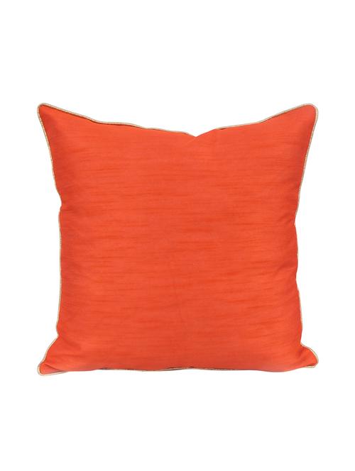 orange cushion cover in poly dupion fabric with lurex code piping- set of 2 (40 x 40 cm) - 15627443 - Very Small Image - 1