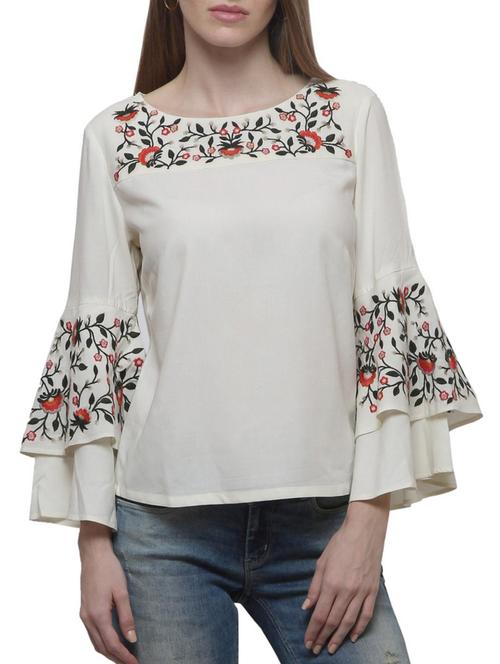 embroidered bell sleeved top - 15627721 - Very Small Image - 1