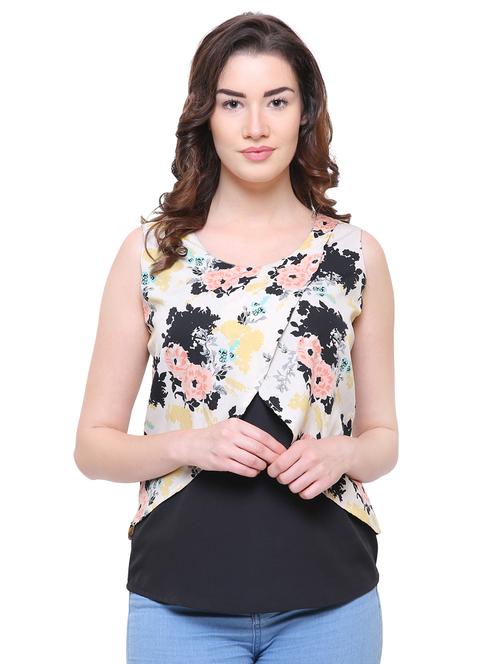 overlap front floral top - 15628073 - Very Small Image - 1