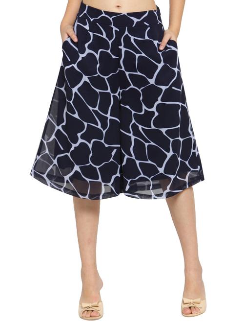 mid waist abstract print culottes - 15628098 - Very Small Image - 1