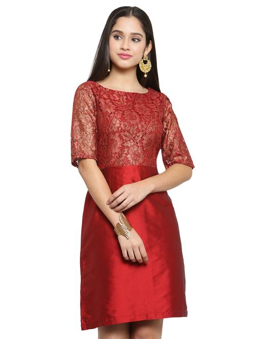 floral laced a-line dress - 15628109 - Very Small Image - 1