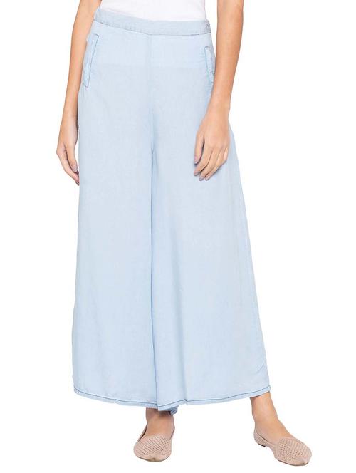 pocket detail solid flared palazzo - 15628276 - Very Small Image - 1