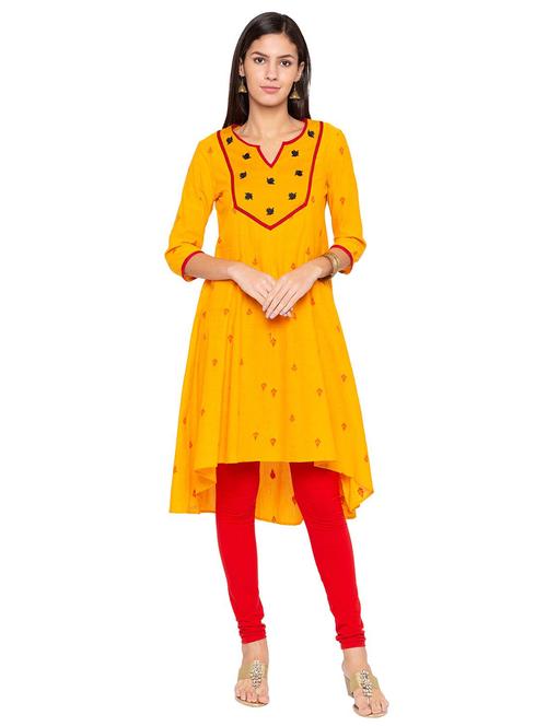 high low embroidered yoke kurta - 15628288 - Very Small Image - 1