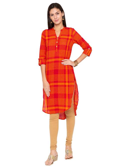 high low checkered kurta - 15628290 - Very Small Image - 1