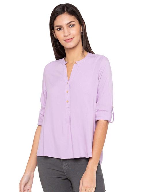 lilac roll up sleeved top - 15628318 - Very Small Image - 1